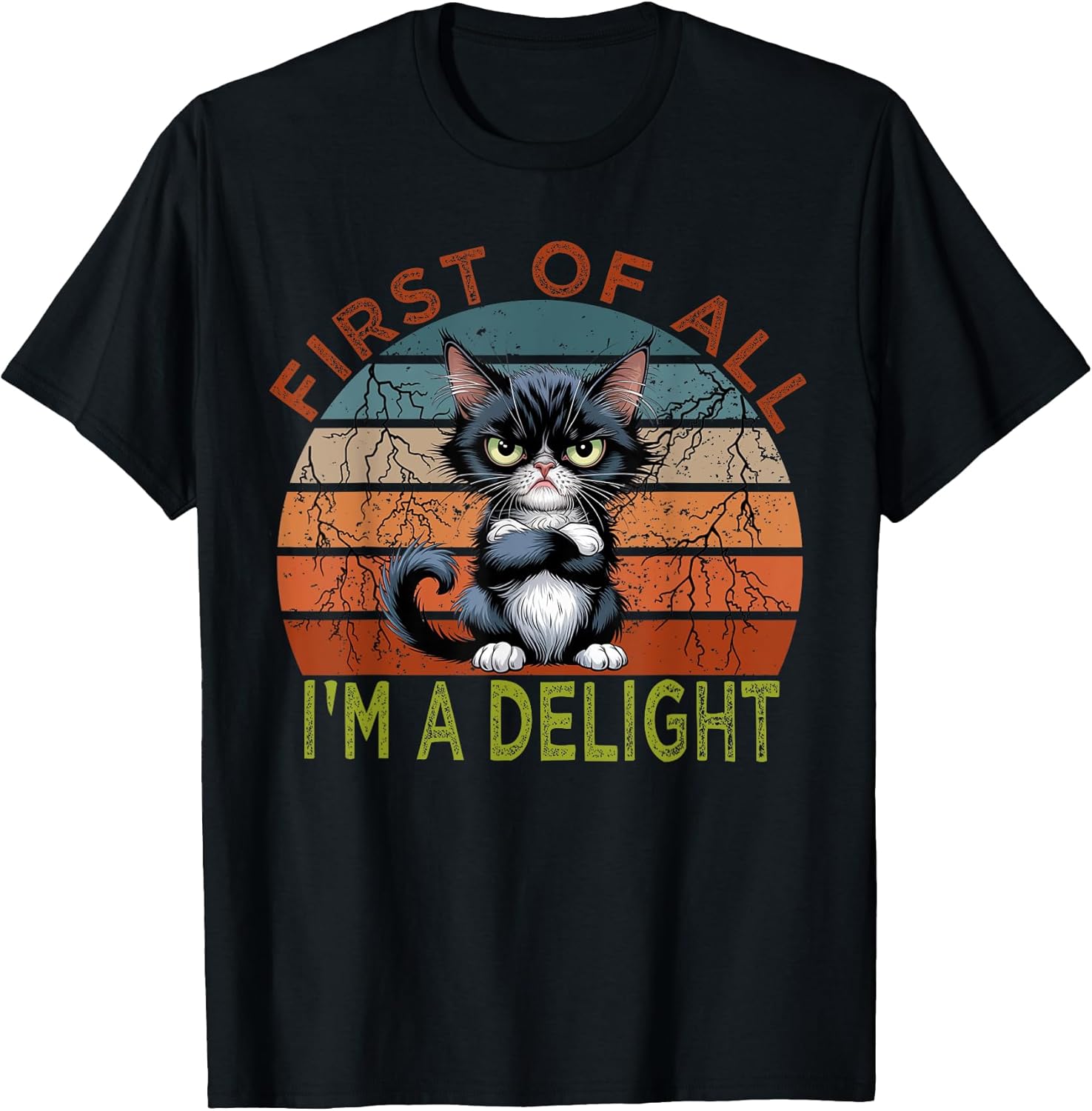 First of all I'm a Delight Sarcastic Angry Cat Lover for Men Women Girls Kids Unisex , , , Long Sleeve Tee