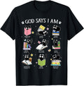 God Says I Am Cat Book Lover Christian Cute Jesus Girls Kids Unisex , , , Long Sleeve Tee