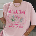 Mahjong Preppy Social Club Pink Green Retro Game Graphic Tee Unisex , , , Long Sleeve Tee