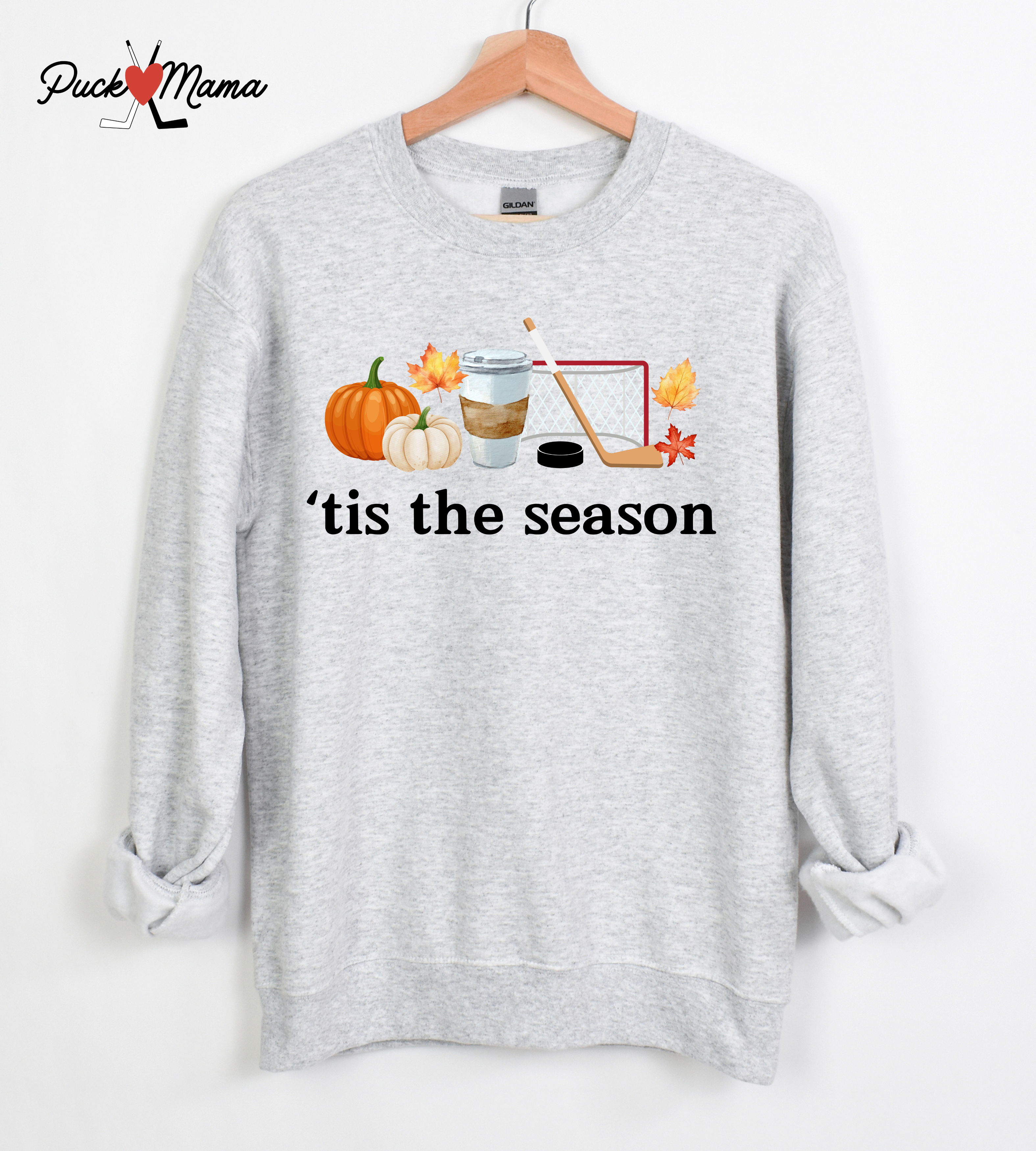 Tis the Season Hockey Season Fall Crew Unisex , , , Long Sleeve Tee