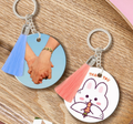 Customizable Sublimation Round Keychain with Tassel Unisex , , , Long Sleeve Tee