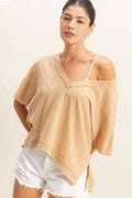 Oversized V-Neck Short Sleeve Top Unisex , , , Long Sleeve Tee
