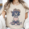 Western Hound Dog Cowboy Ranch Farm Country Pink Graphic Tee Unisex , , , Long Sleeve Tee