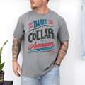 Fathers Day: Blue Collar American On Comfort Colors Gray Unisex , , , Long Sleeve Tee