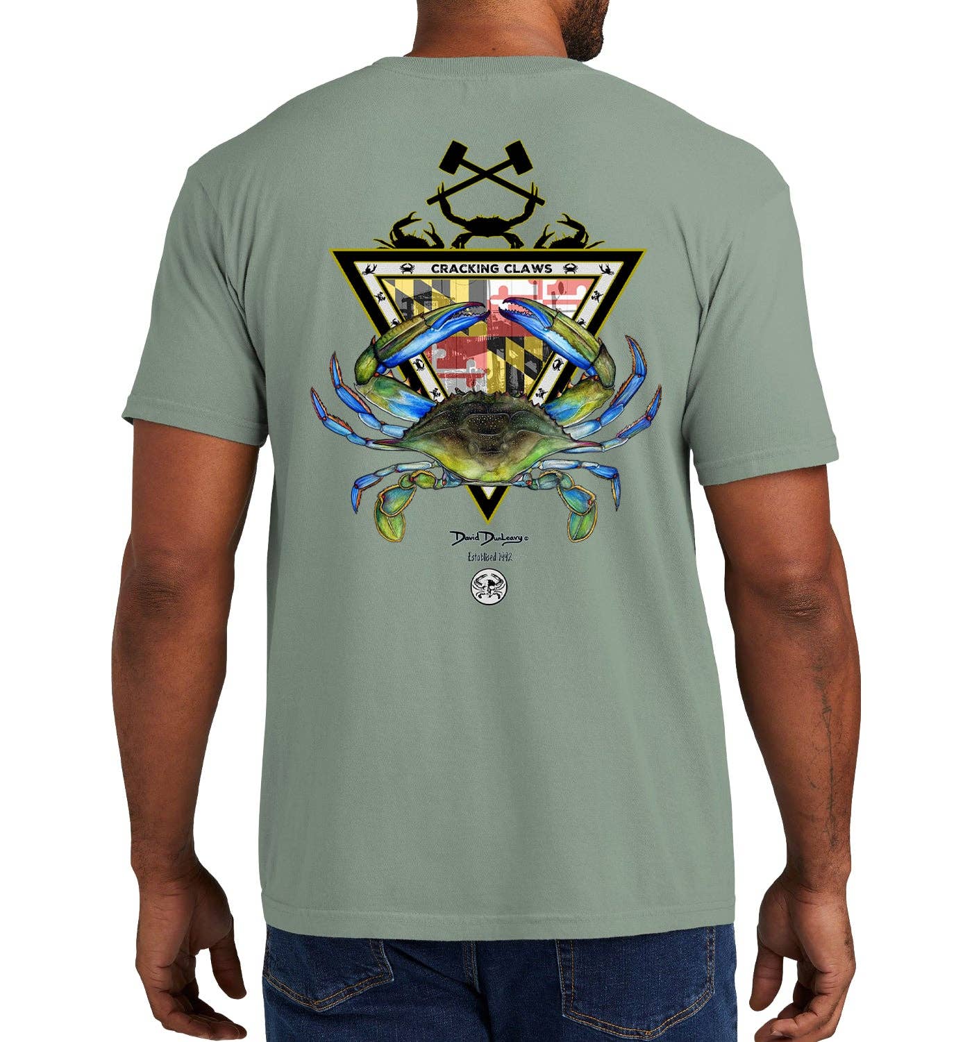 Men's Maryland Blue Crab Short Sleeve Garment Dyed Bay Pocket Unisex , , , Long Sleeve Tee