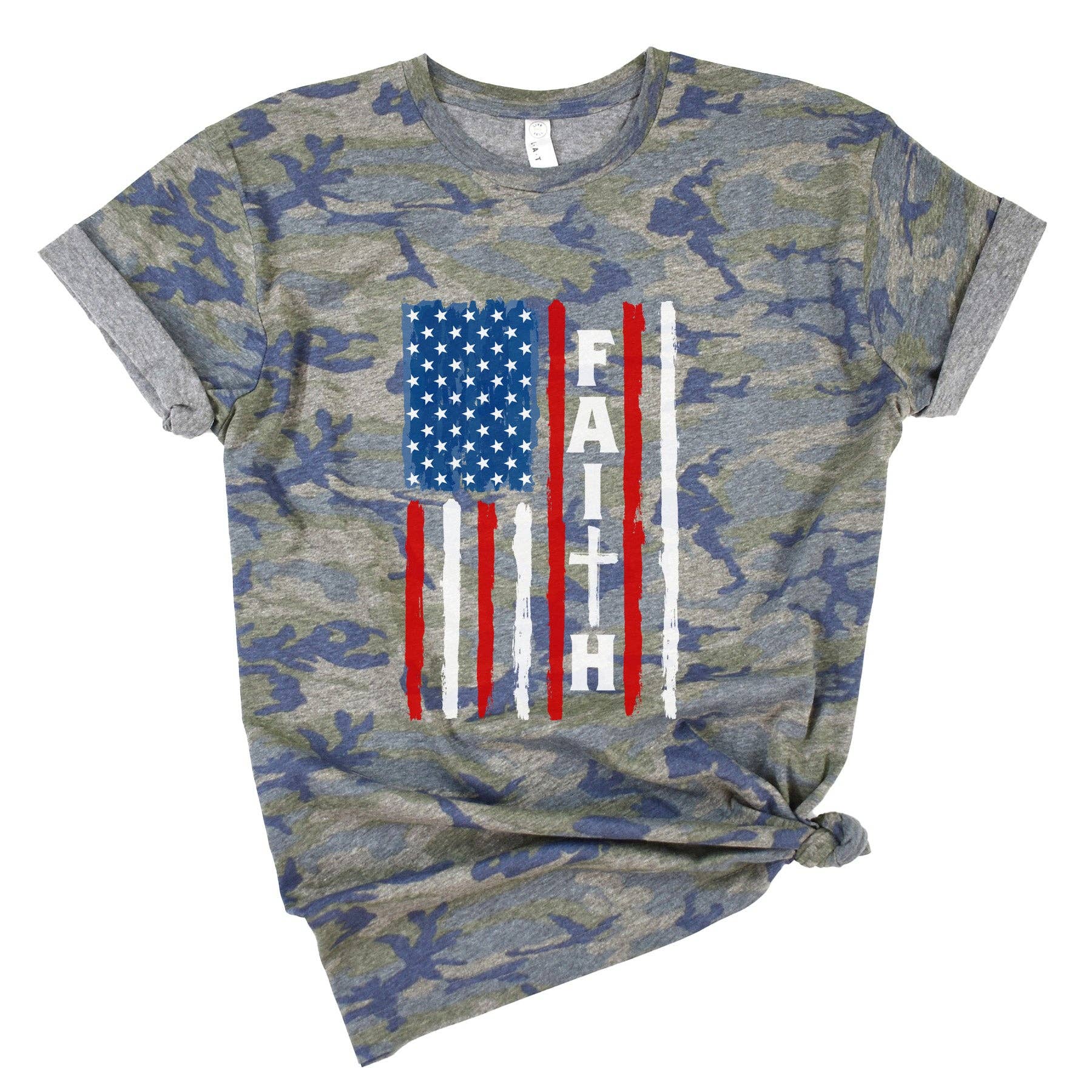Faith Vintage Camo Women's Shirt Tee Unisex , , , Long Sleeve Tee