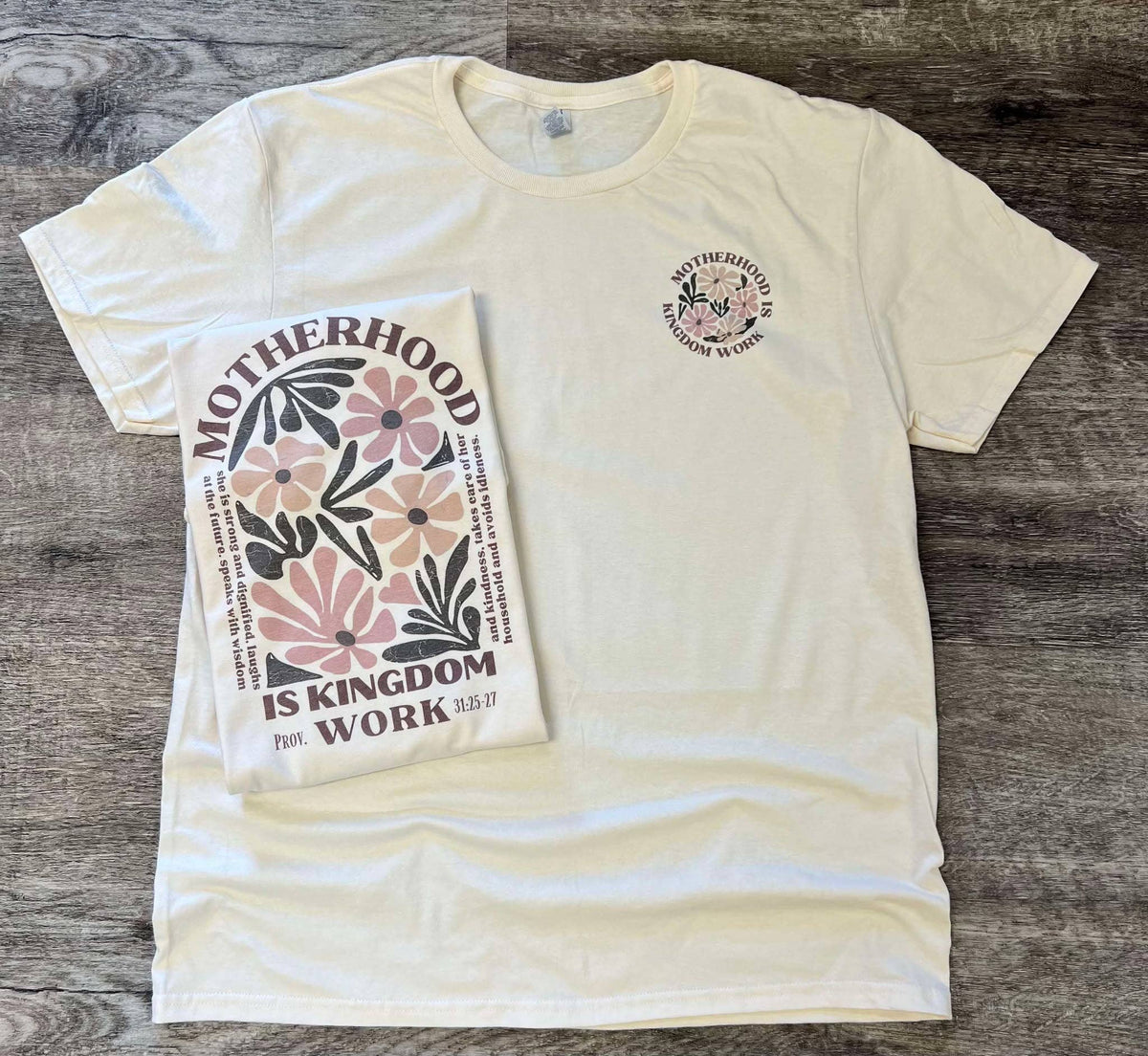 Front/Back Motherhood Is Kingdom Work On Cream Tee Unisex , , , Long Sleeve Tee