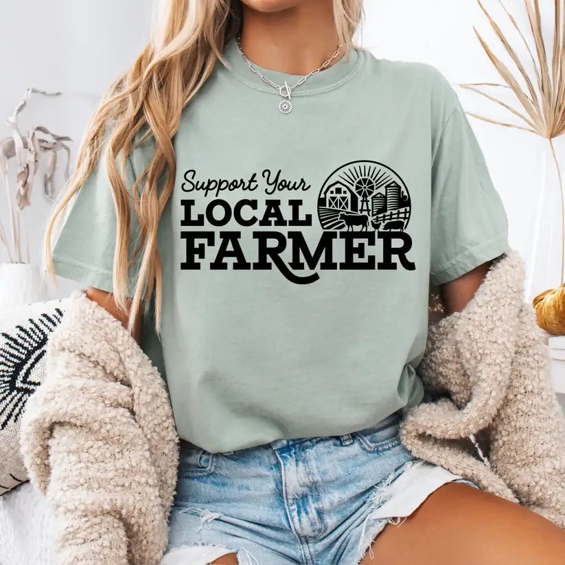 Support Your Local Farmer Comfort Colors Bay Unisex , , , Long Sleeve Tee