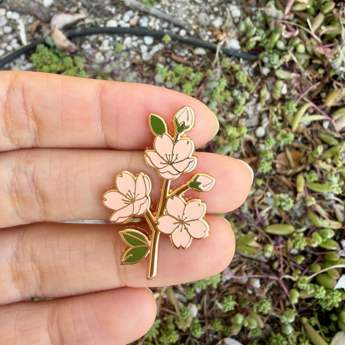 Cherry Blossom Enamel Pin Sakura Flower Pin Floral Lapel Pin Unisex , , , Long Sleeve Tee