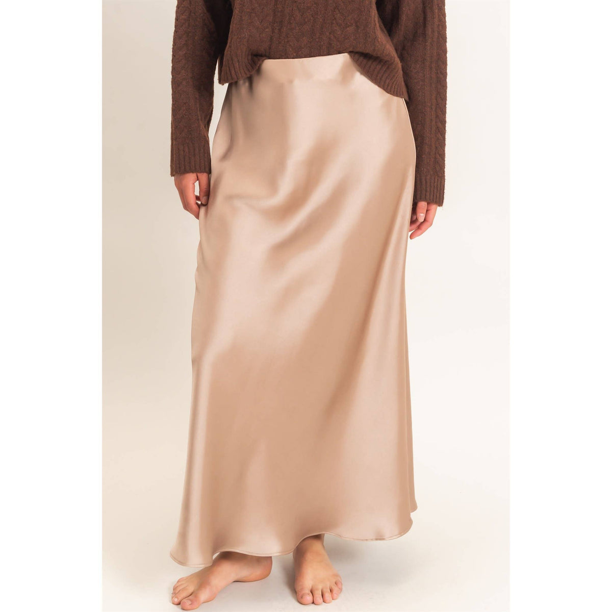 Satin Maxi Skirt Unisex , , , Long Sleeve Tee