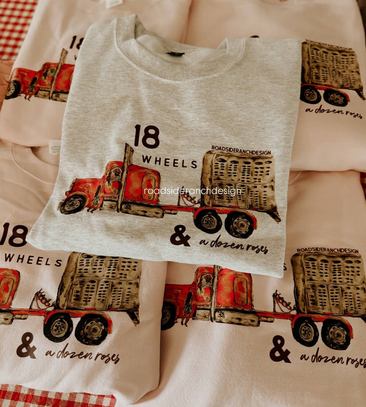 18 Wheels Crew Neck Unisex , , , Long Sleeve Tee