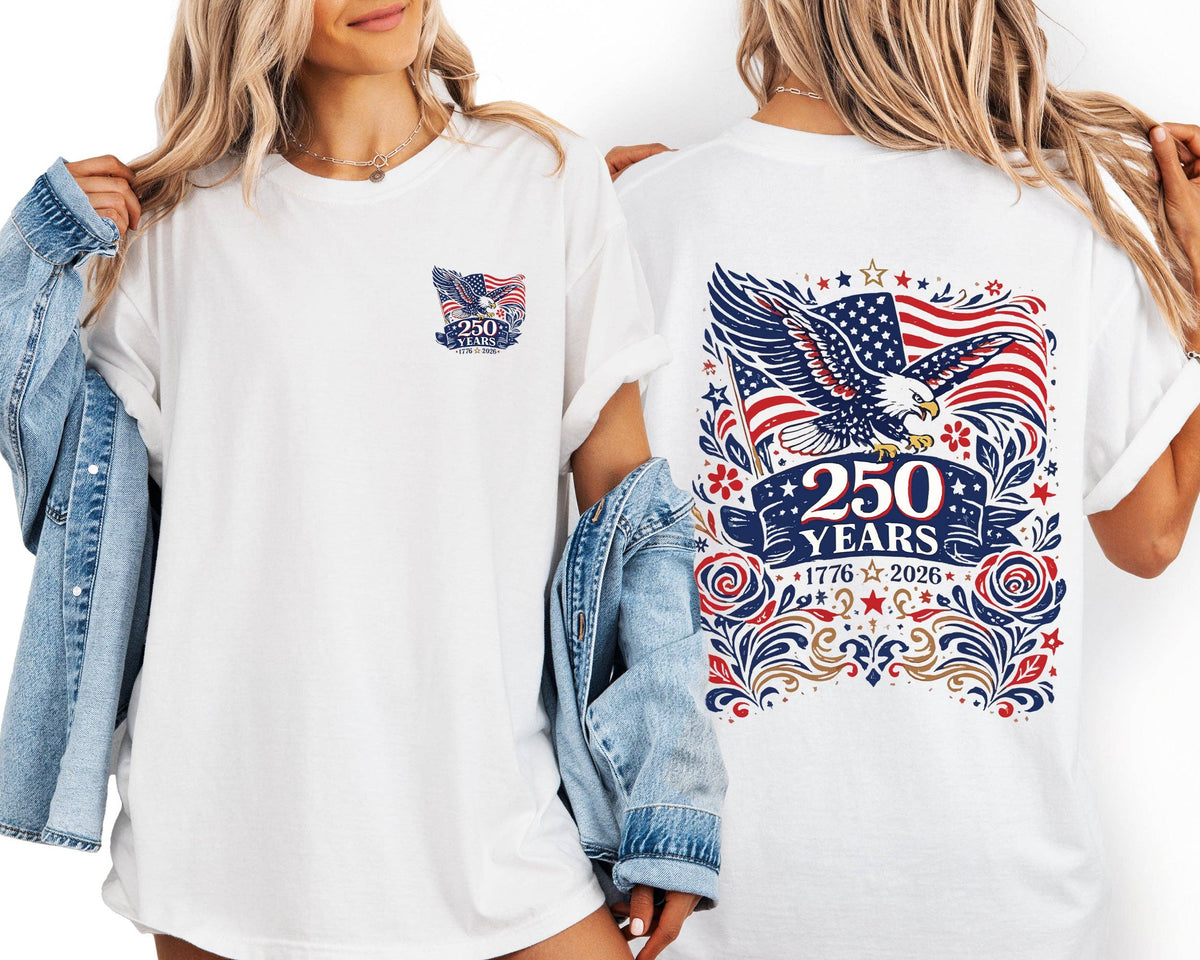 Eagle, Floral, 250 Years, America, Comfort Colors Unisex , , , Long Sleeve Tee