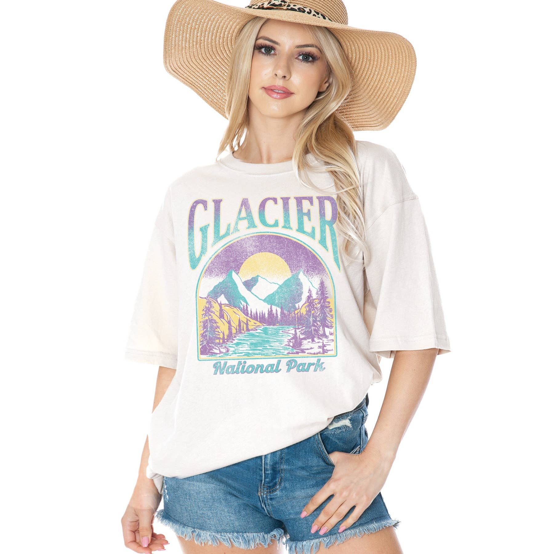 Unisex Oversized - Glacier National Park Unisex , , , Long Sleeve Tee