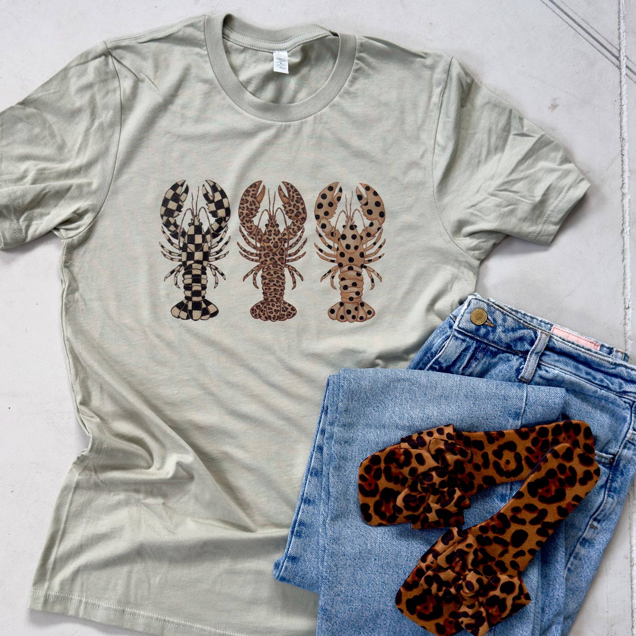 Lobster Trio Animal Print Tee Unisex , , , Long Sleeve Tee