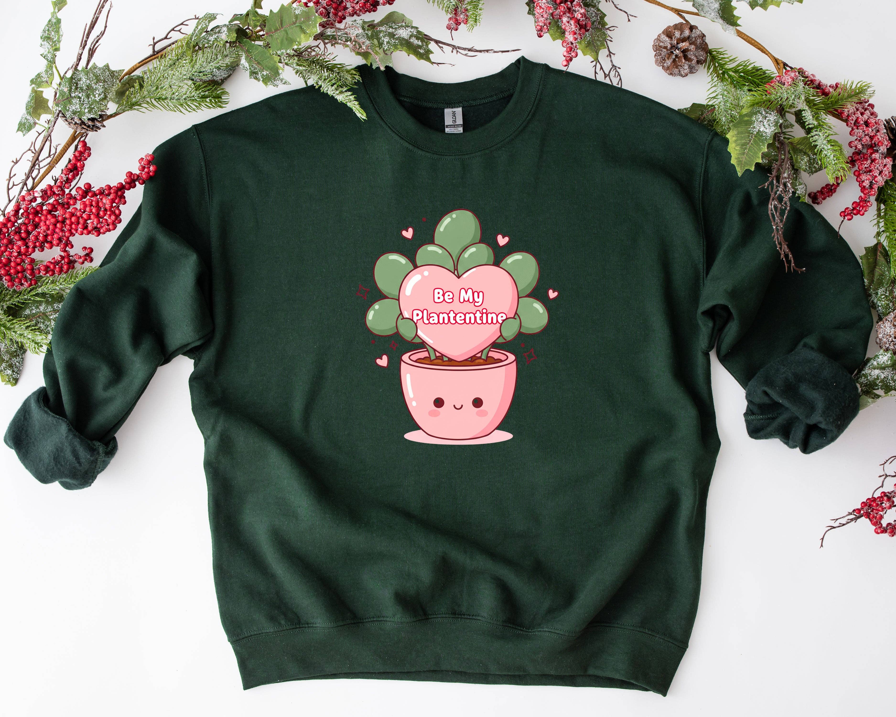 Be My Plantentine , Valentine’S Day Plant Lover Gift, Cute Plant Pun Crewneck, Funny Plant Mom Sweater