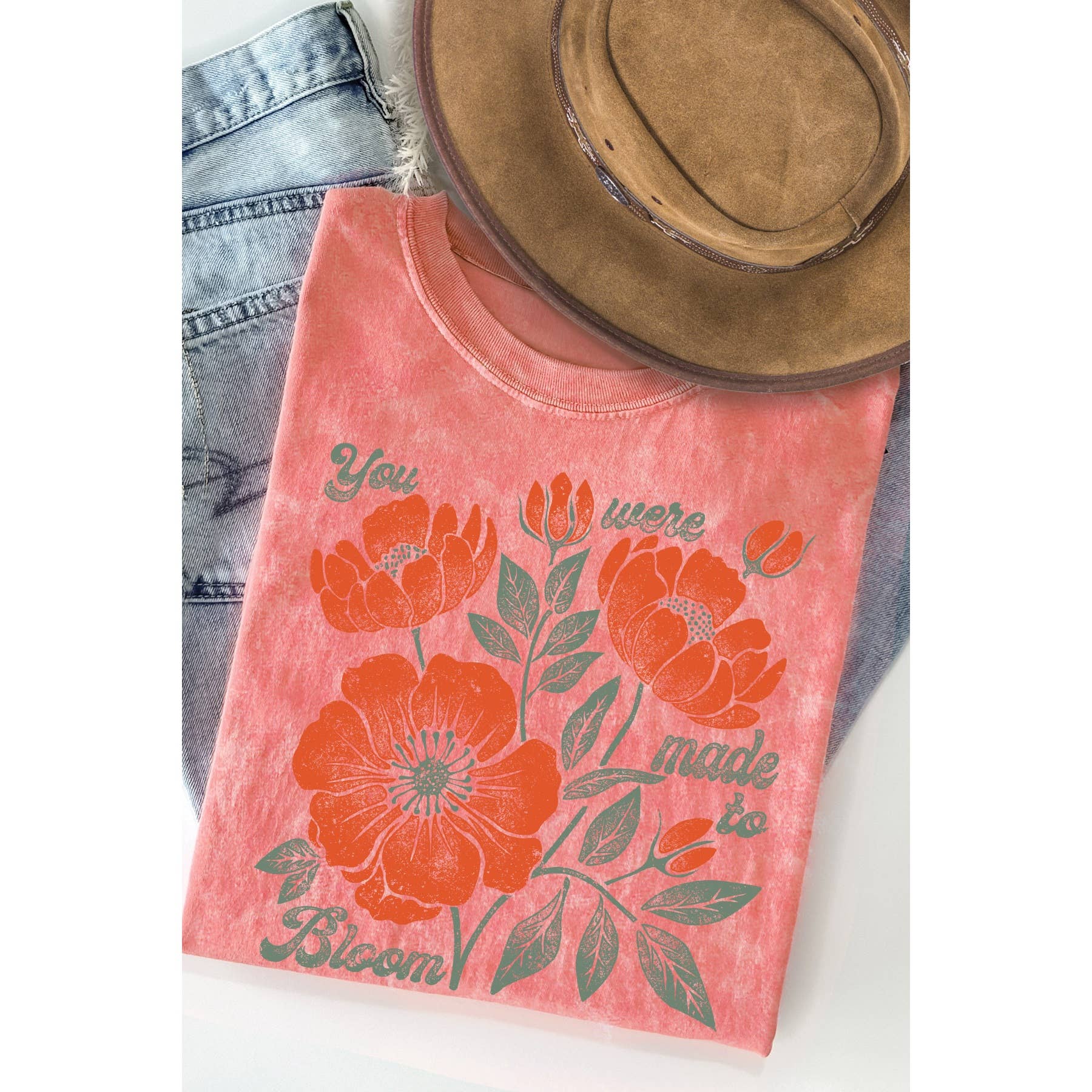 You Were Made To Bloom Mineral Washed T Shirt Unisex , , , Long Sleeve Tee