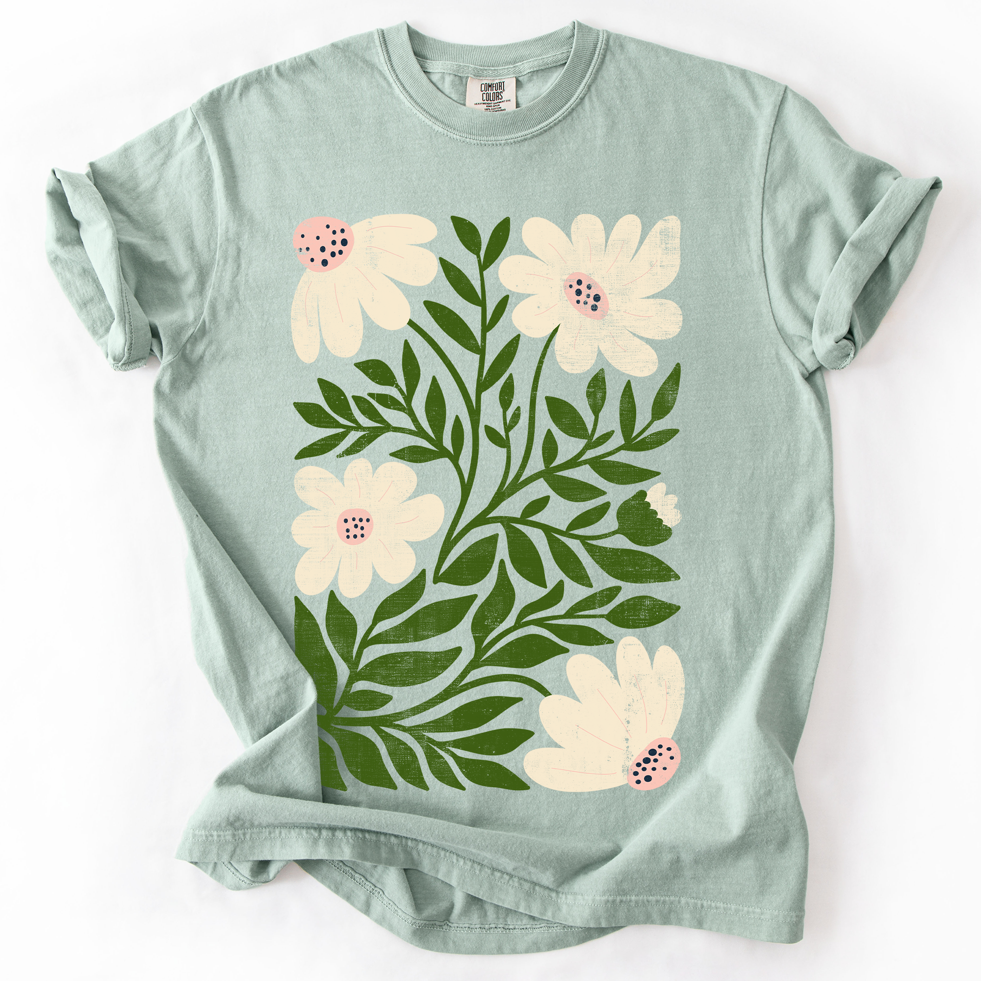 White Wildflower Botanical, Vintage Boho, Nature Unisex , , , Long Sleeve Tee