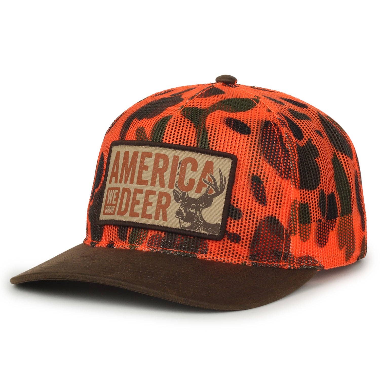 America We Grow Deer Hat-Blaze Camo/Brown Unisex , , , Long Sleeve Tee