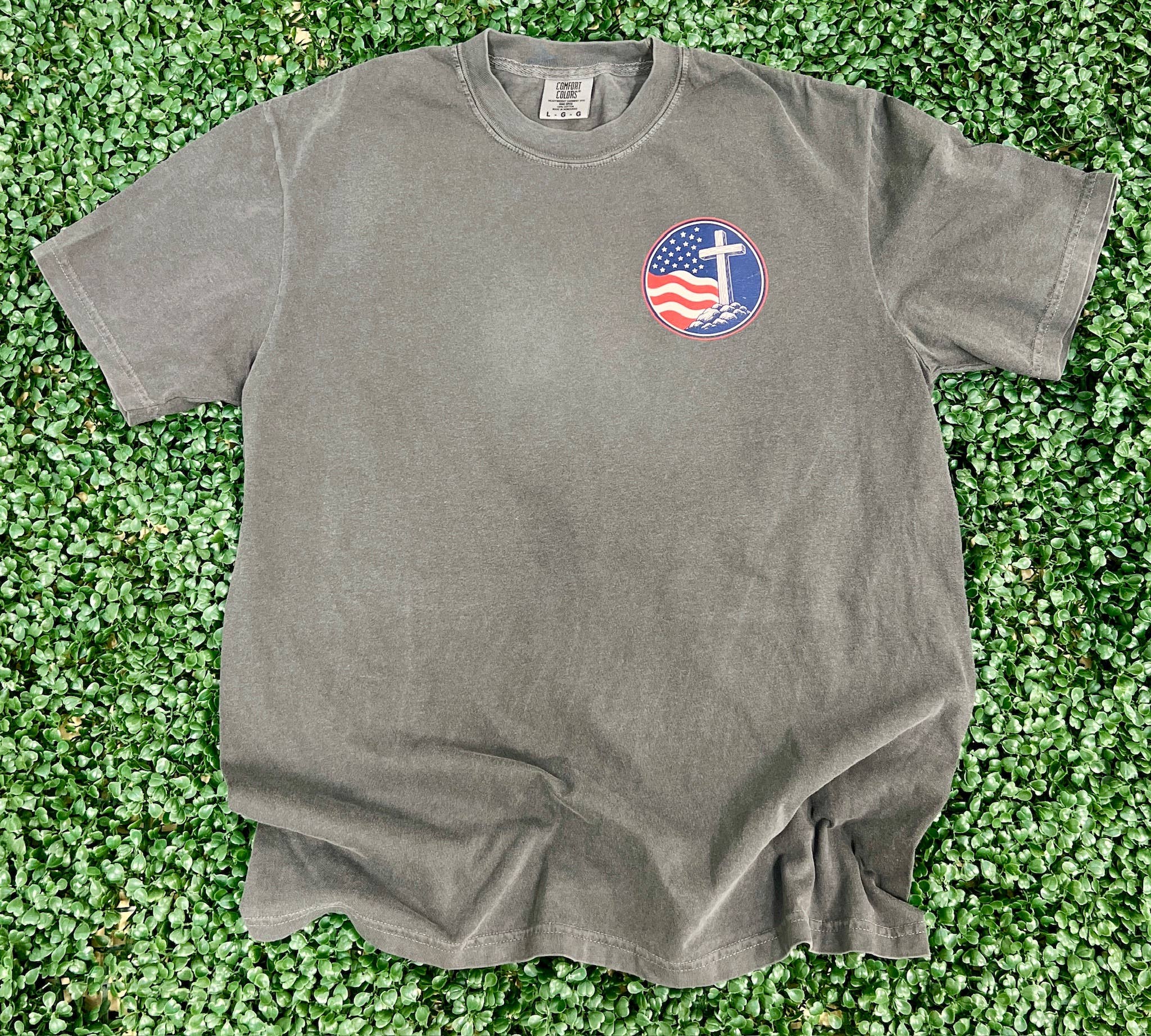 Front/Back Firm Foundation On Comfort Colors Pepper Unisex , , , Long Sleeve Tee