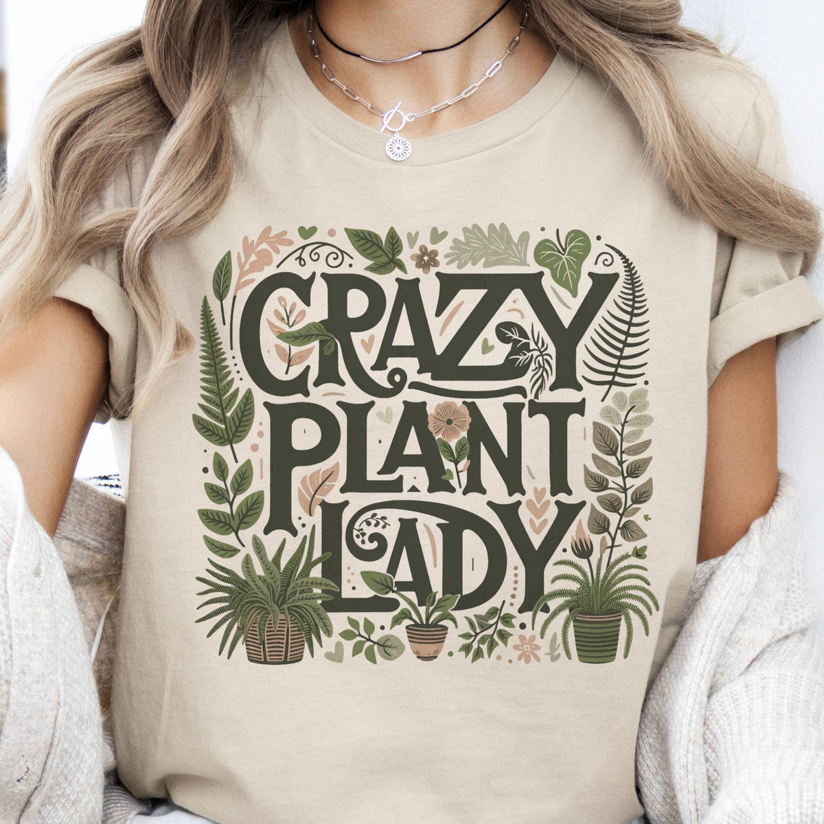 Plant Crazy Lady Gardening Garden Florist Market Graphic Tee Unisex , , , Long Sleeve Tee