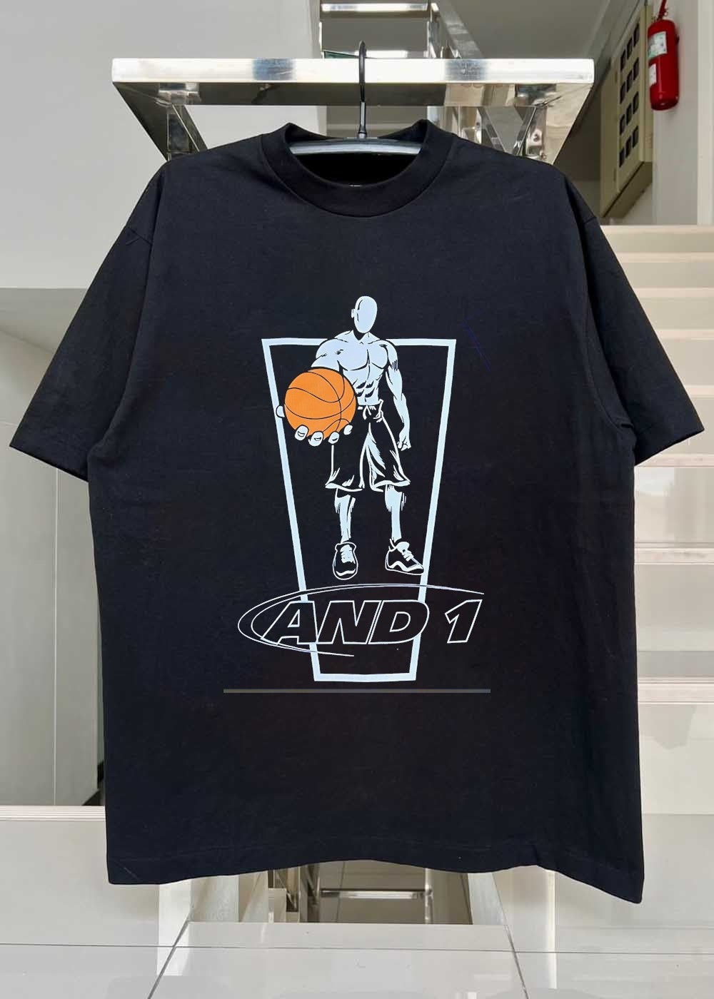 AND 1 Basketball Player Standing with Ball T-Shirt