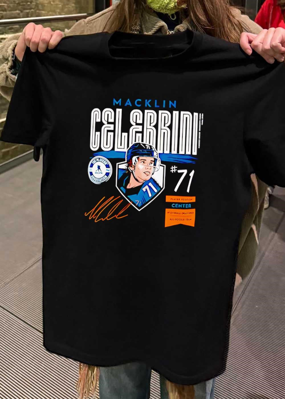 All-Rookie Team 1st Overall Draft Pick Macklin Celebrini Center NHLPA #71 T-Shirt