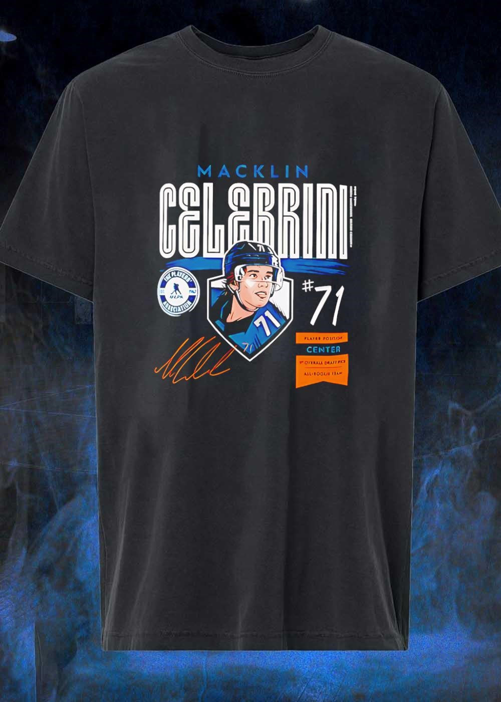All-Rookie Team 1st Overall Draft Pick Macklin Celebrini Center NHLPA #71 T-Shirt