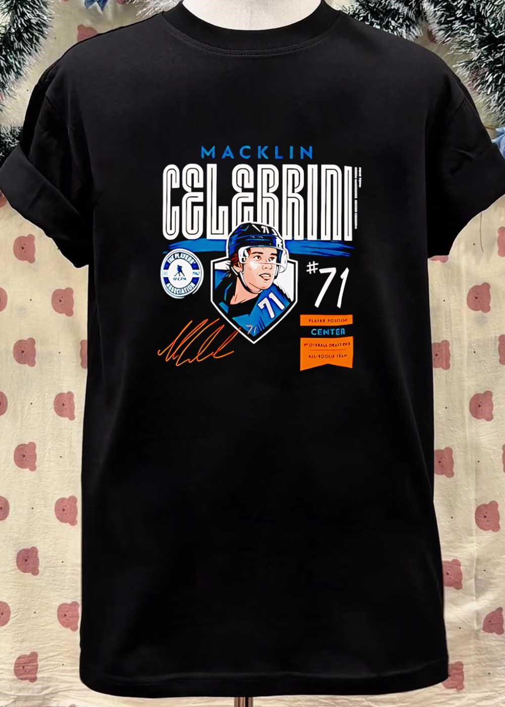 All-Rookie Team 1st Overall Draft Pick Macklin Celebrini Center NHLPA #71 T-Shirt
