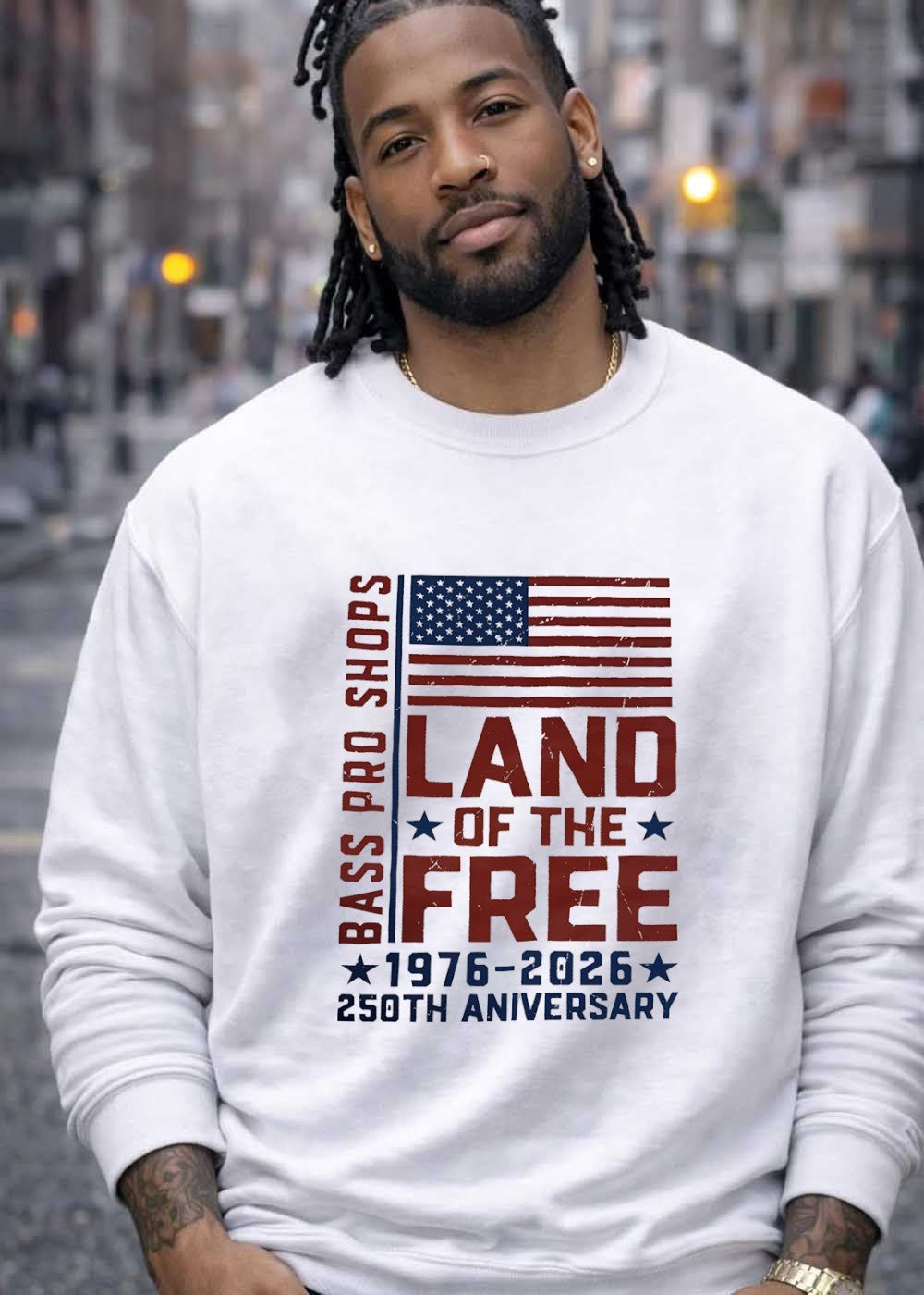 Bass Pro Shops Land of the Free 1976 2026 250th Anniversary T-Shirt