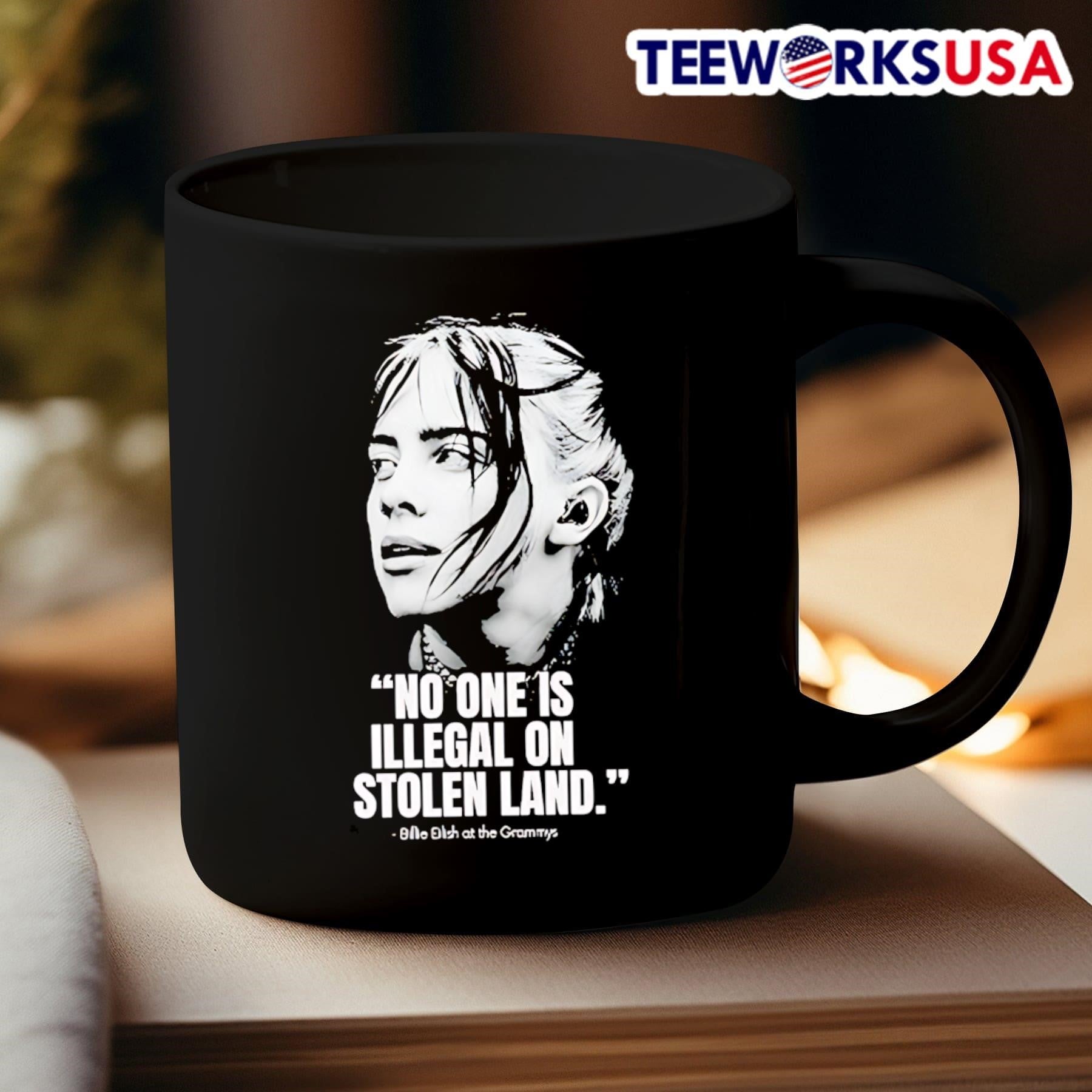 Billie Eilish At The Grammy 2026 No One Is Illegal On Stolen Land Fuck Ice Shirt