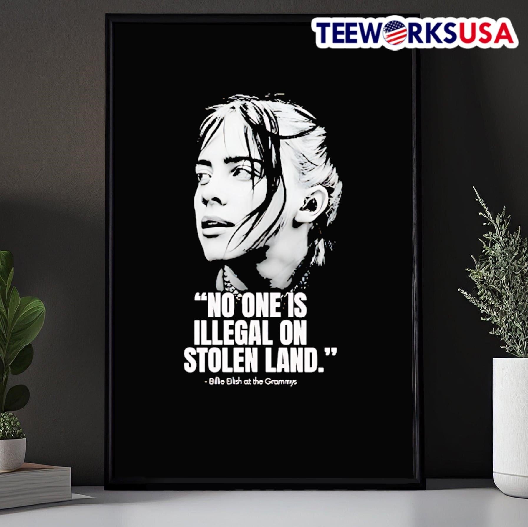 Billie Eilish At The Grammy 2026 No One Is Illegal On Stolen Land Fuck Ice Shirt