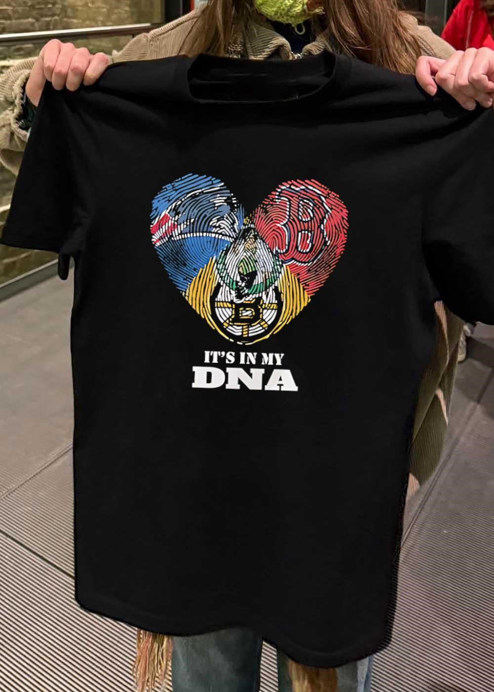 Boston Sports Fan Heart It’s in My DNA Bruins Patriots Red Sox shirt