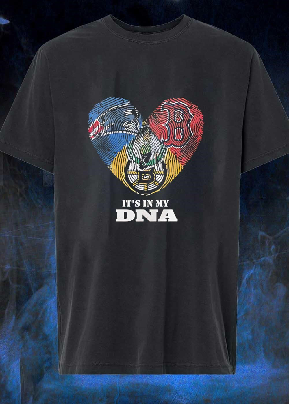 Boston Sports Fan Heart It’s in My DNA Bruins Patriots Red Sox shirt