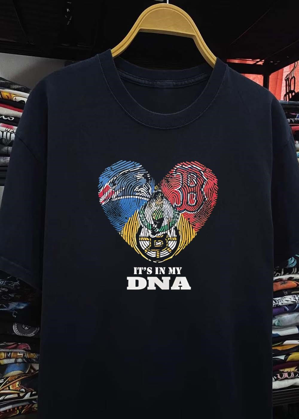 Boston Sports Fan Heart It’s in My DNA Bruins Patriots Red Sox shirt