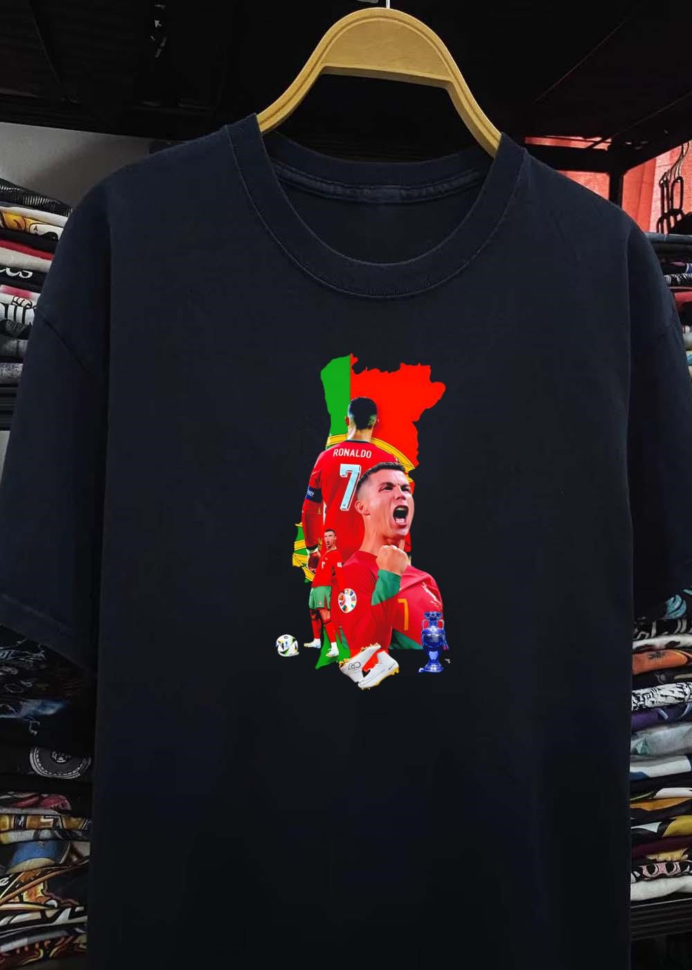 CR7 Portugal Cristiano Ronaldo Celebrating Goal Victory Portugal National Team Shirt