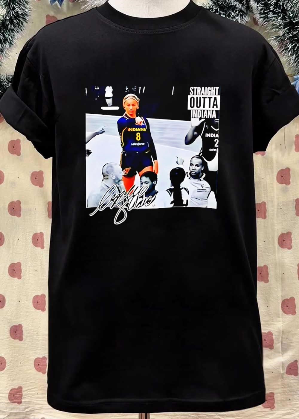 Caitlin Clark Pointing Basketball Player Straight Outta Indiana Fever T-Shirt