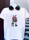 Cartoon Mascot Pink Bunny Standing with Soccer Ball Mexico T-Shirt