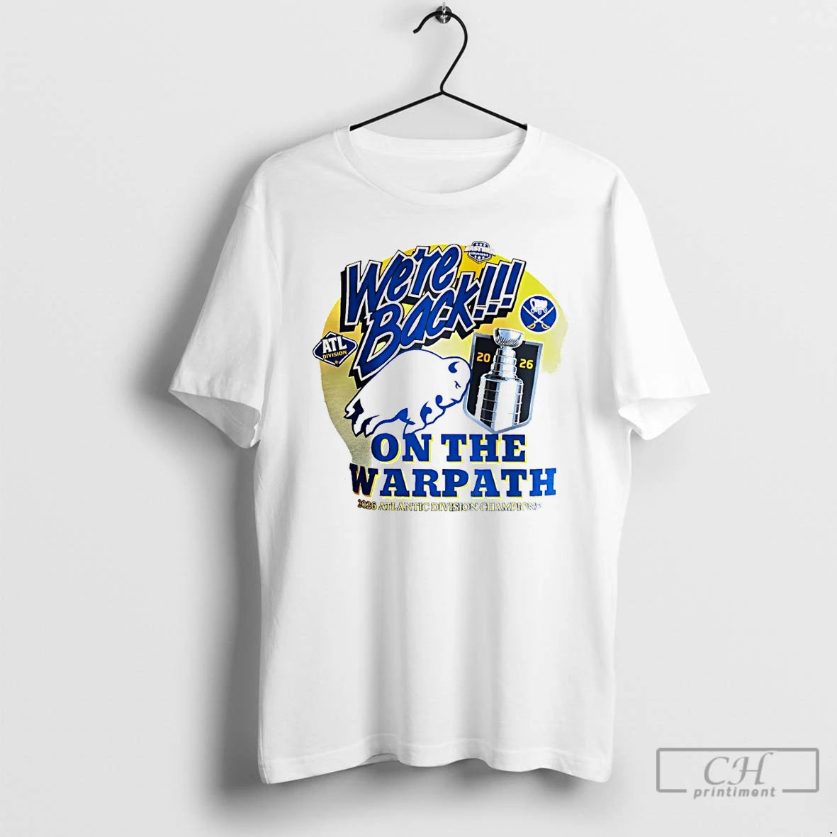 Classic Buffalo Sabres Nhl 2026 Atlantic Division Champions On The Warpath Were Back T Shirts