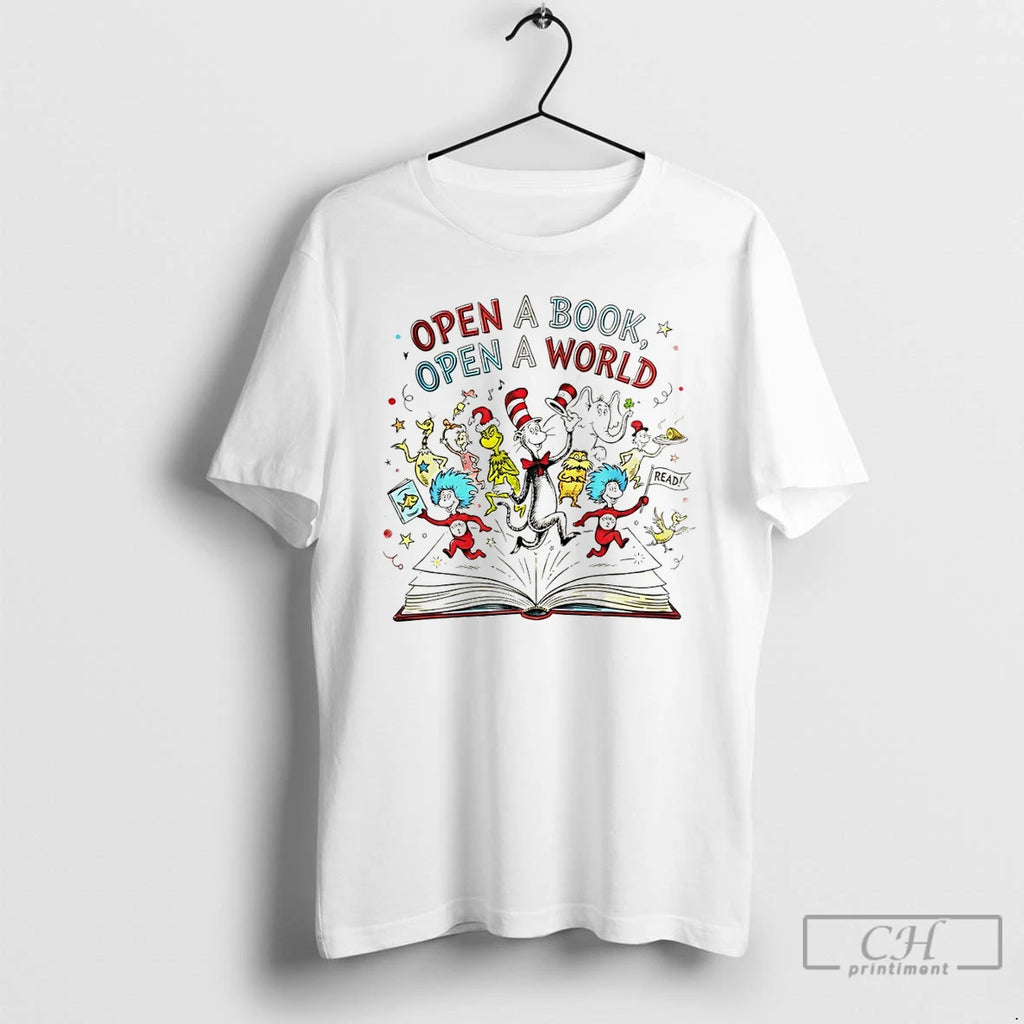Classic Cat In The Hat Open A Book Open A World 2026 T Shirts Sweater