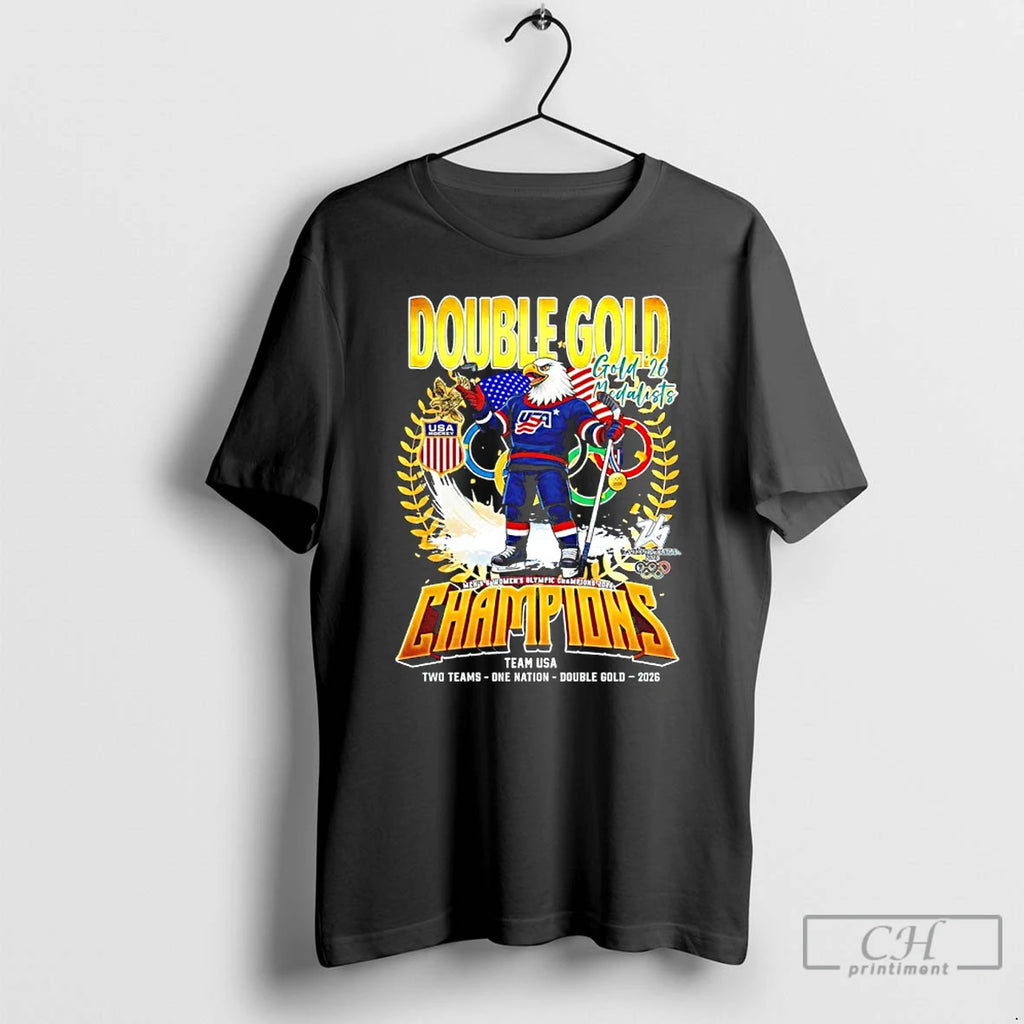 Classic Double Gold 2026 Medalist Mens And Womens Olympic Champions 2026 Team Usa T Shirts