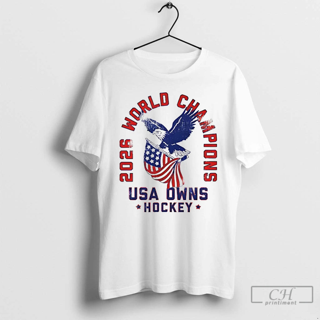 Classic Eagle 2026 World Champions Usa Owns Hockey American Flag