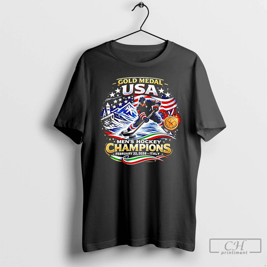 Classic Gold Medal Usa Mens Hockey Champions Italy 2026 Team Winter Olympic T Shirts Sweater