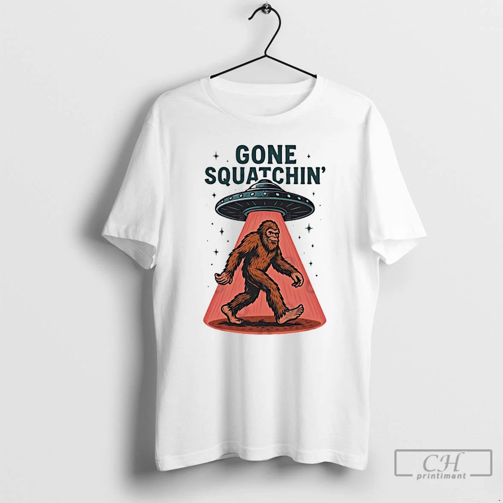 Classic Gone Squatchin Bigfoot Sasquatch Ufo Alien Abduction