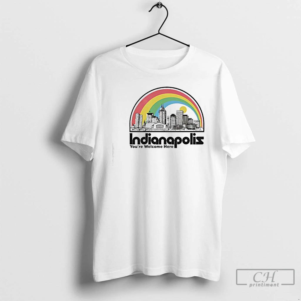 Classic Indianapolis Indiana Youre Welcome Here Skyline Rainbow