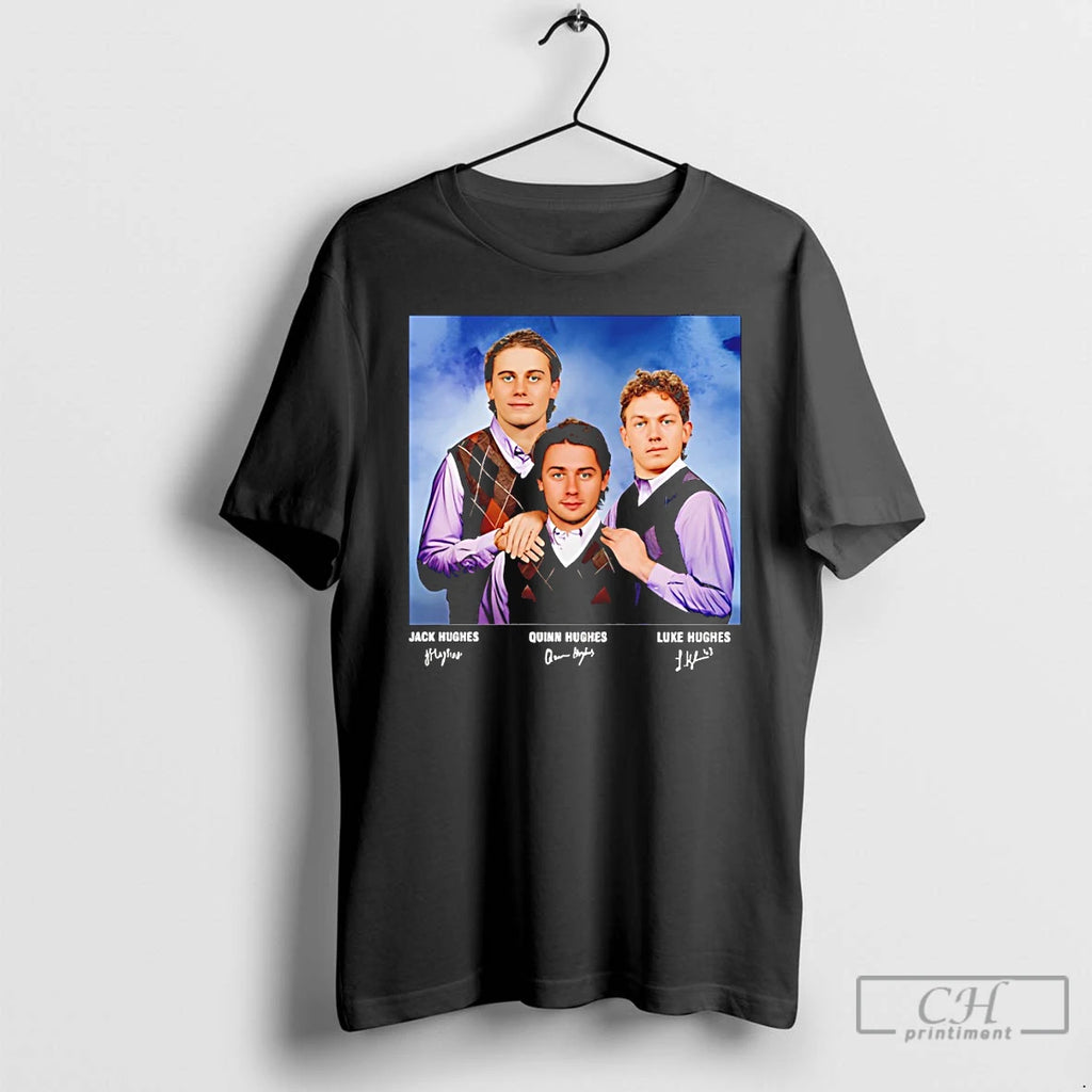 Classic Jack Hughes Luke Hughes Quinn Hughes Usa Ice Hockey Step Brothers Signature T Shirts