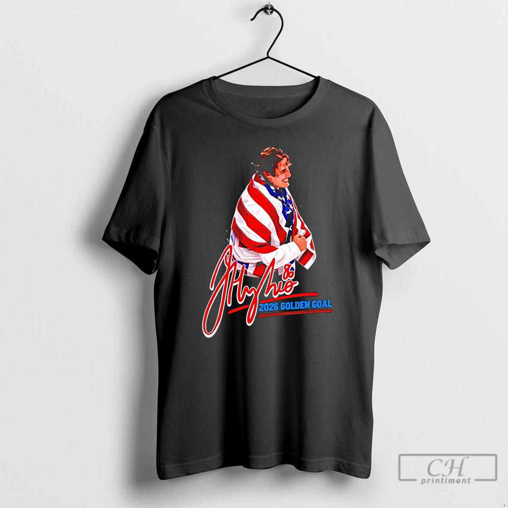 Classic Jack Hughes Team Usa Hockey American Flag Olympic 2026 Golden Goal Signature T Shirts