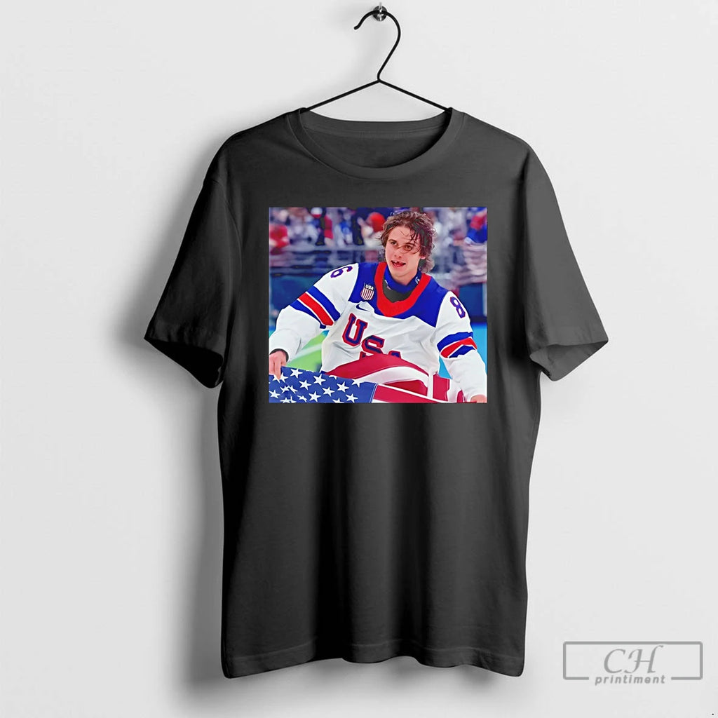 Classic Jack Hughes Usa Hockey American Flag Olympic 2026 Milano Cortina