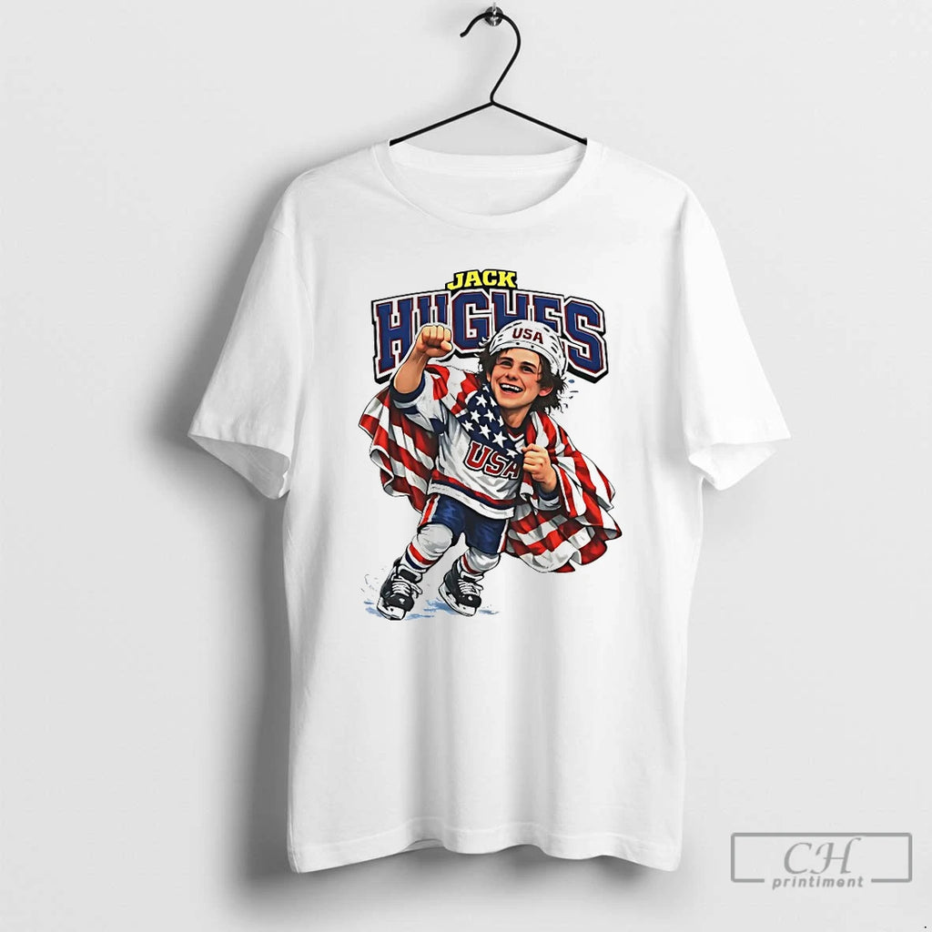 Classic Jack Hughes Mens Hockey Caricature