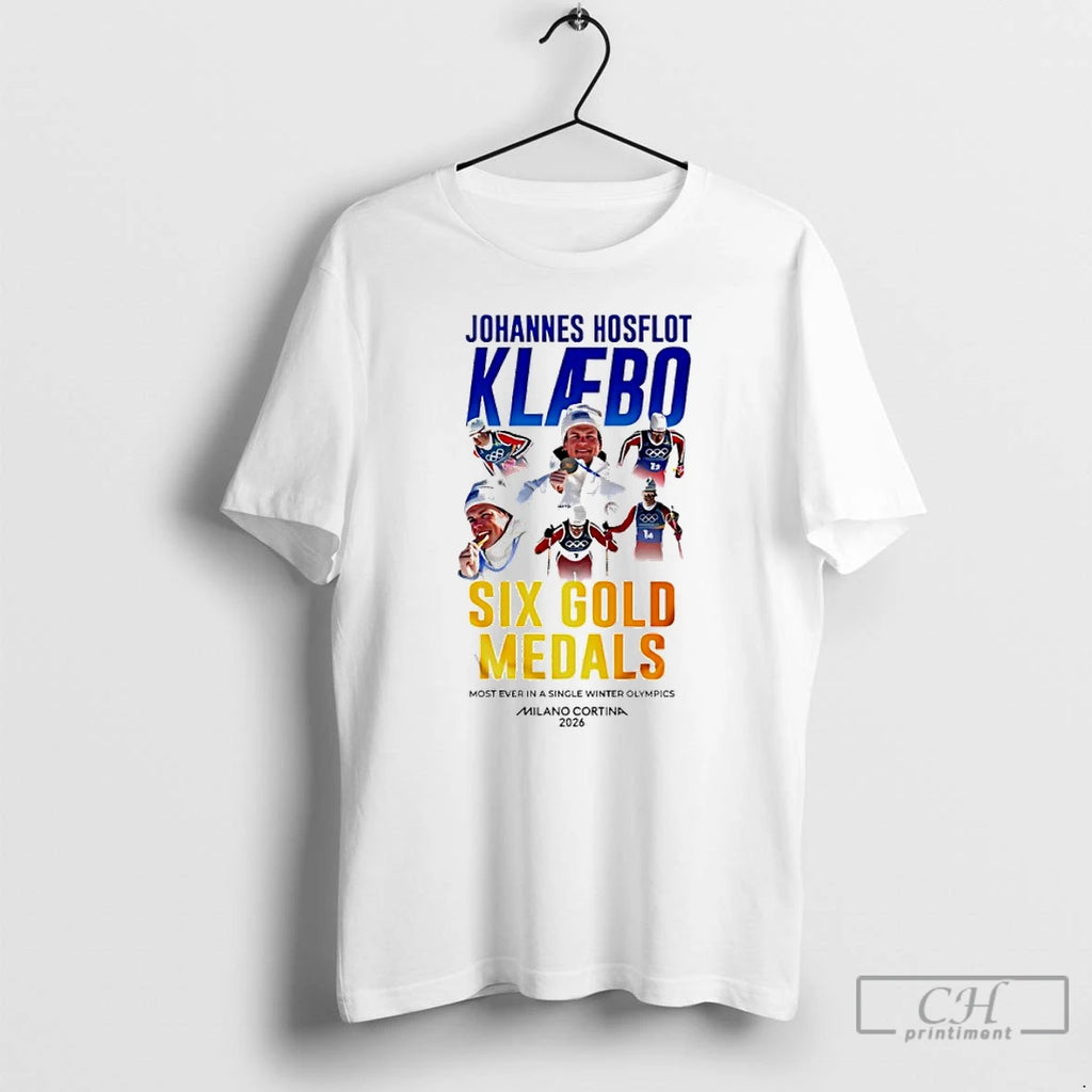 Classic Johannes Hoesflot Klaebo Six Gold Medals 2026 Winter Olympics Milano Cortina T Shirts Sweater