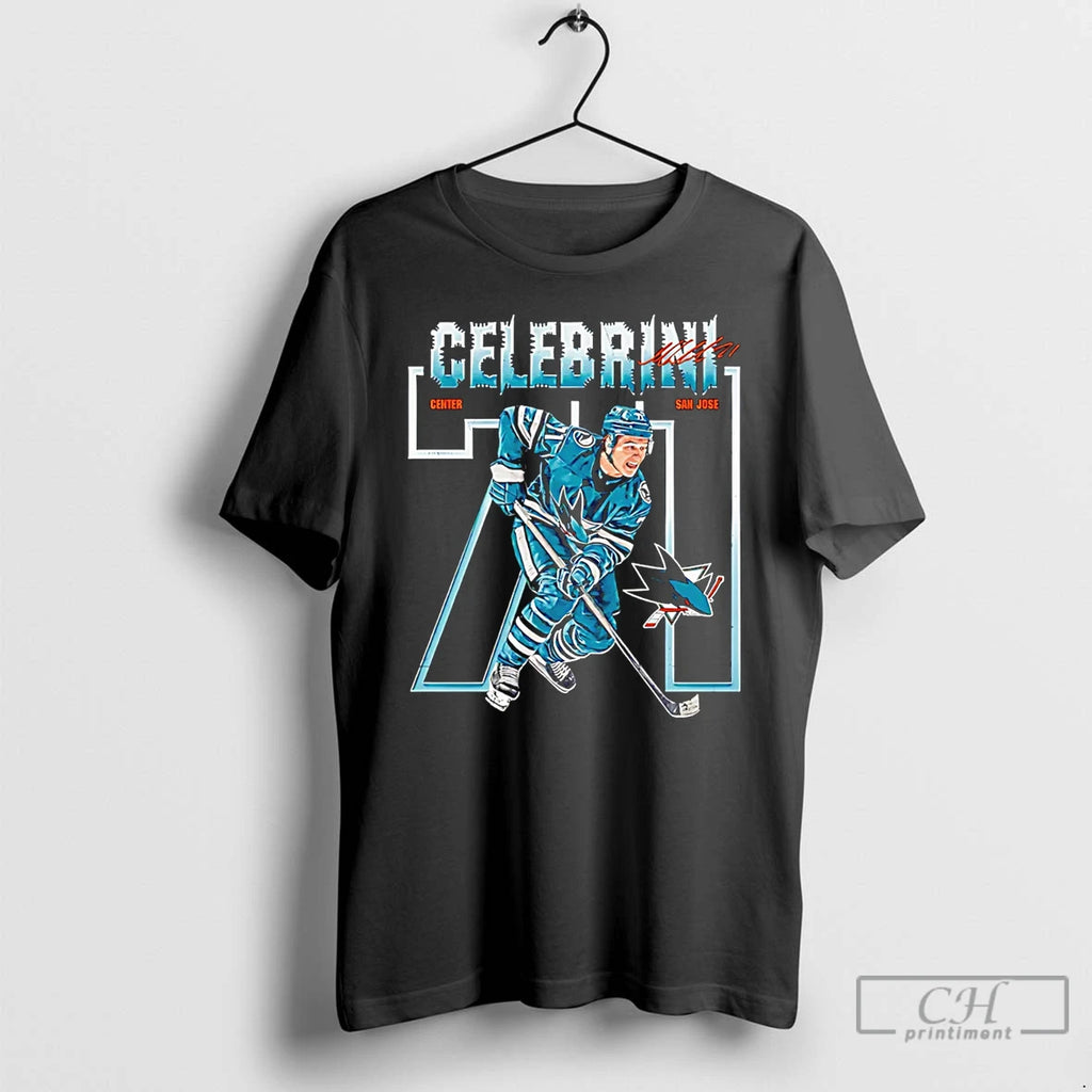 Classic Macklin Celebrini San Jose Sharks Number Outline Signature